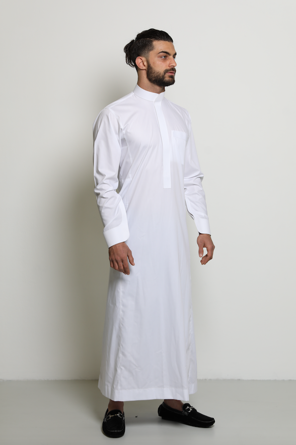 Round Collar Cuff Jubbah white