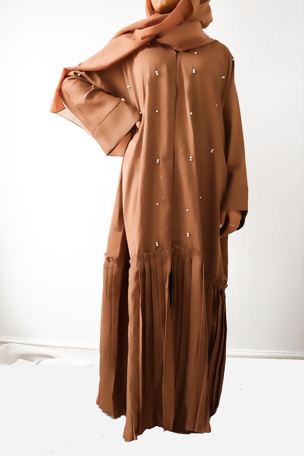 Brown Pleated Abaya