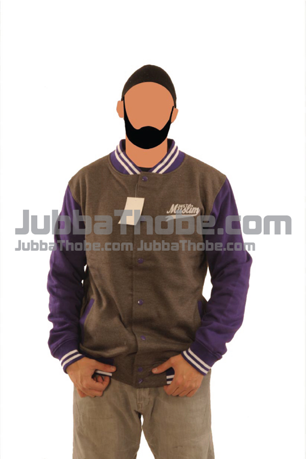 Dark Grey Purple Fashion Muslim Baseball Jacket