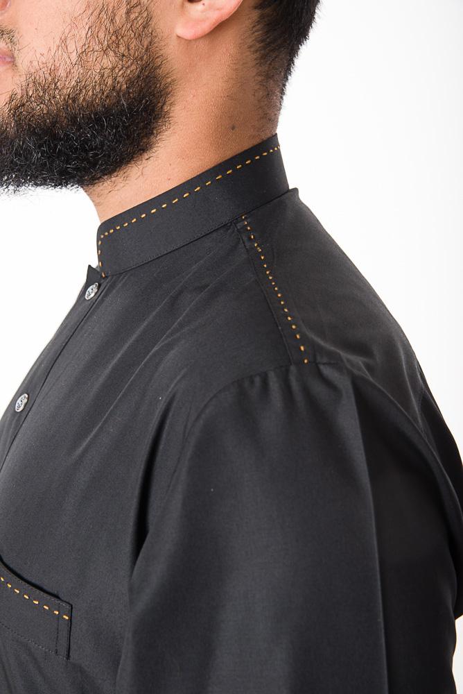four stud black jubba with pocket