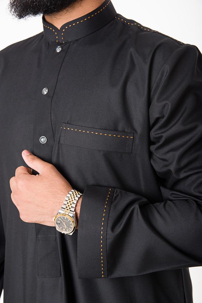 four stud black jubbas with pocket and button