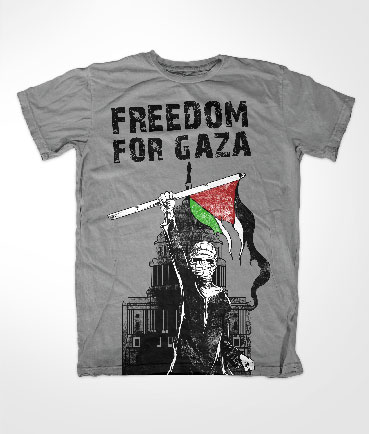 Freedom For Gaza Muslim Grey T Shirt
