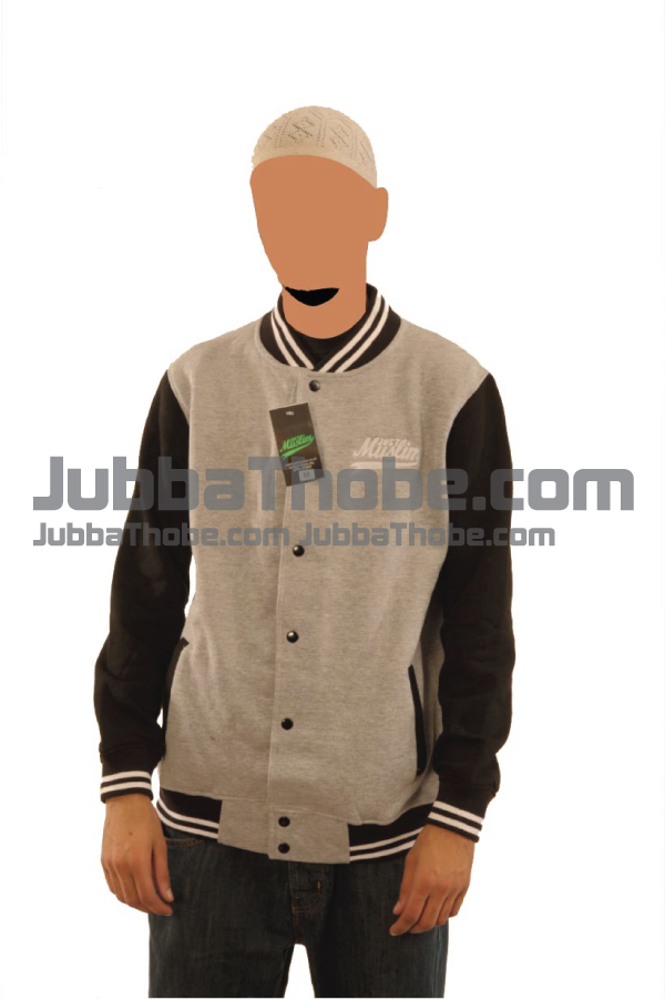 Grey Black Fashion Muslim Baseball Jacket