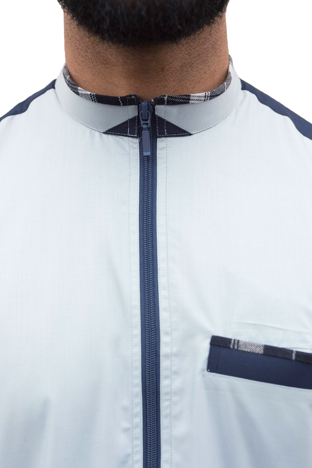 grey jubba with blue design