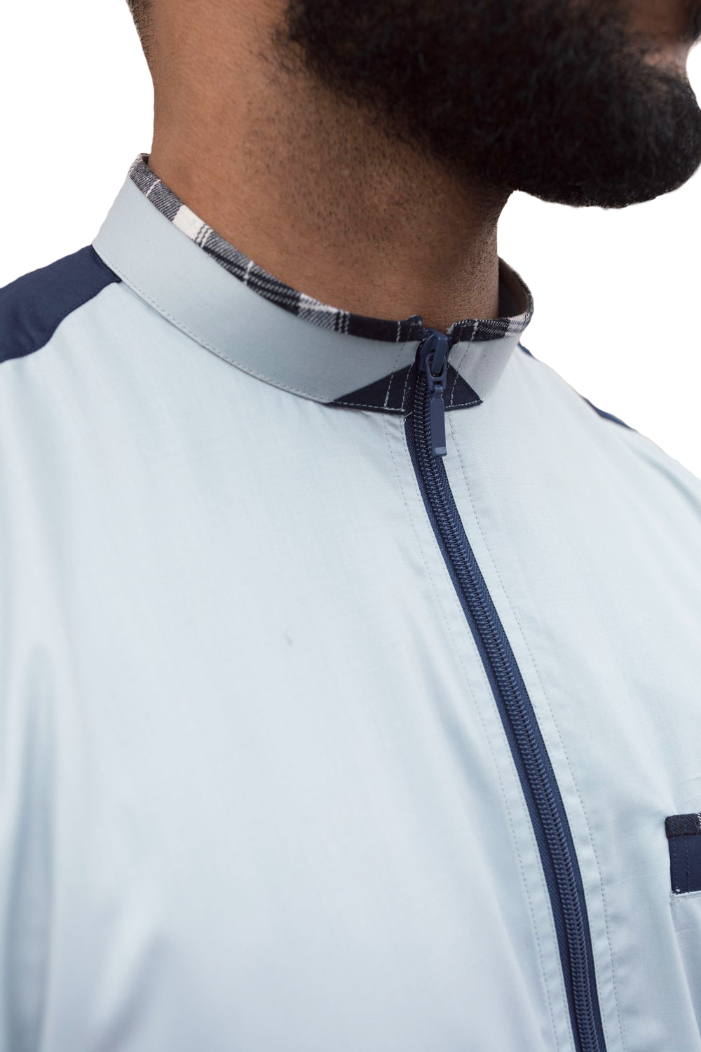 grey jubbah with blue design