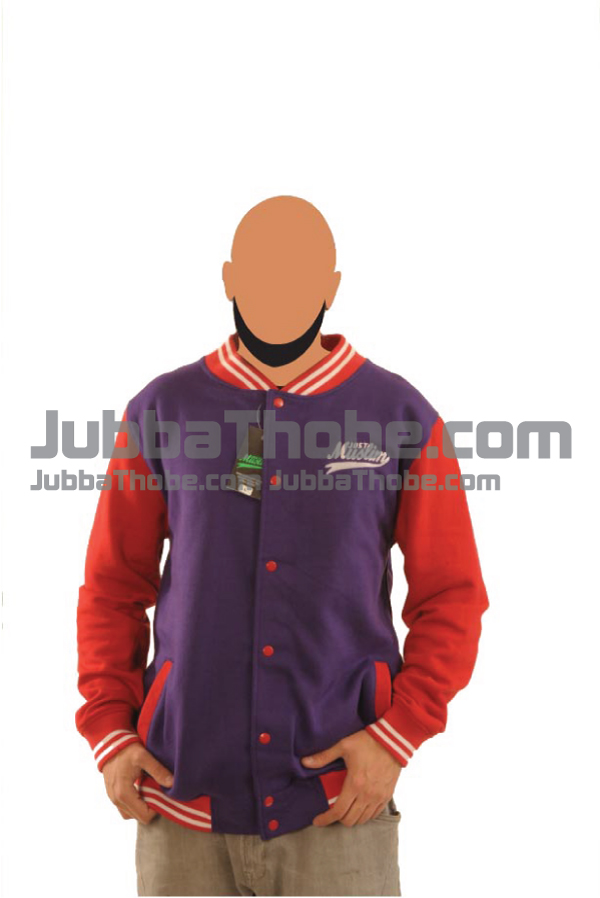 Navy Blue Red Fashion Muslim Baseball Jacket