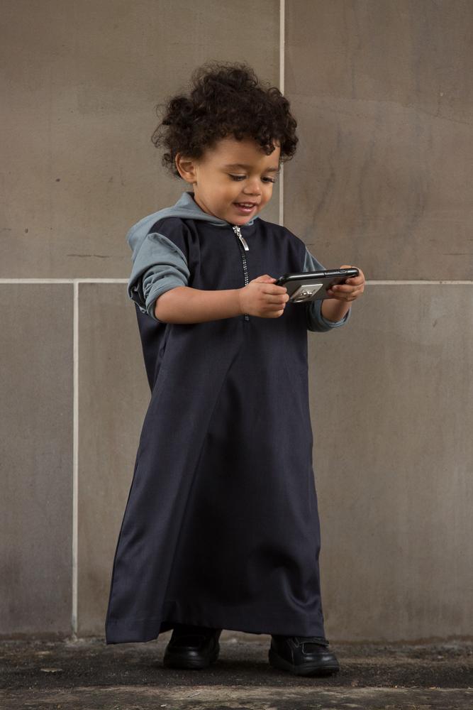 Navy Hooded Kids Thobe