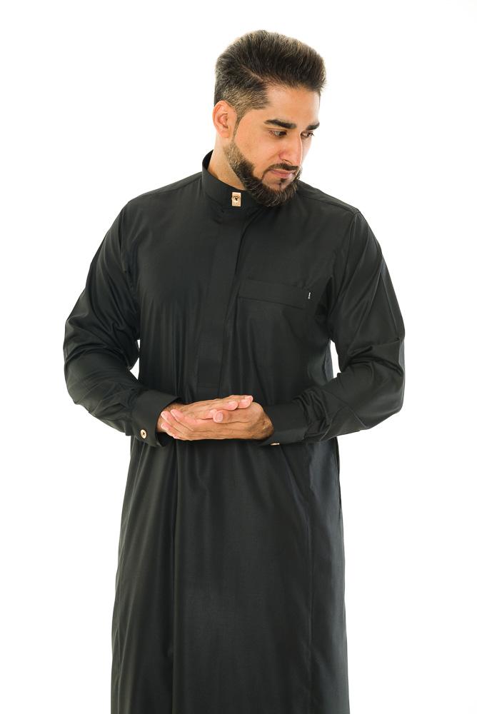 premium black thobe with cuff