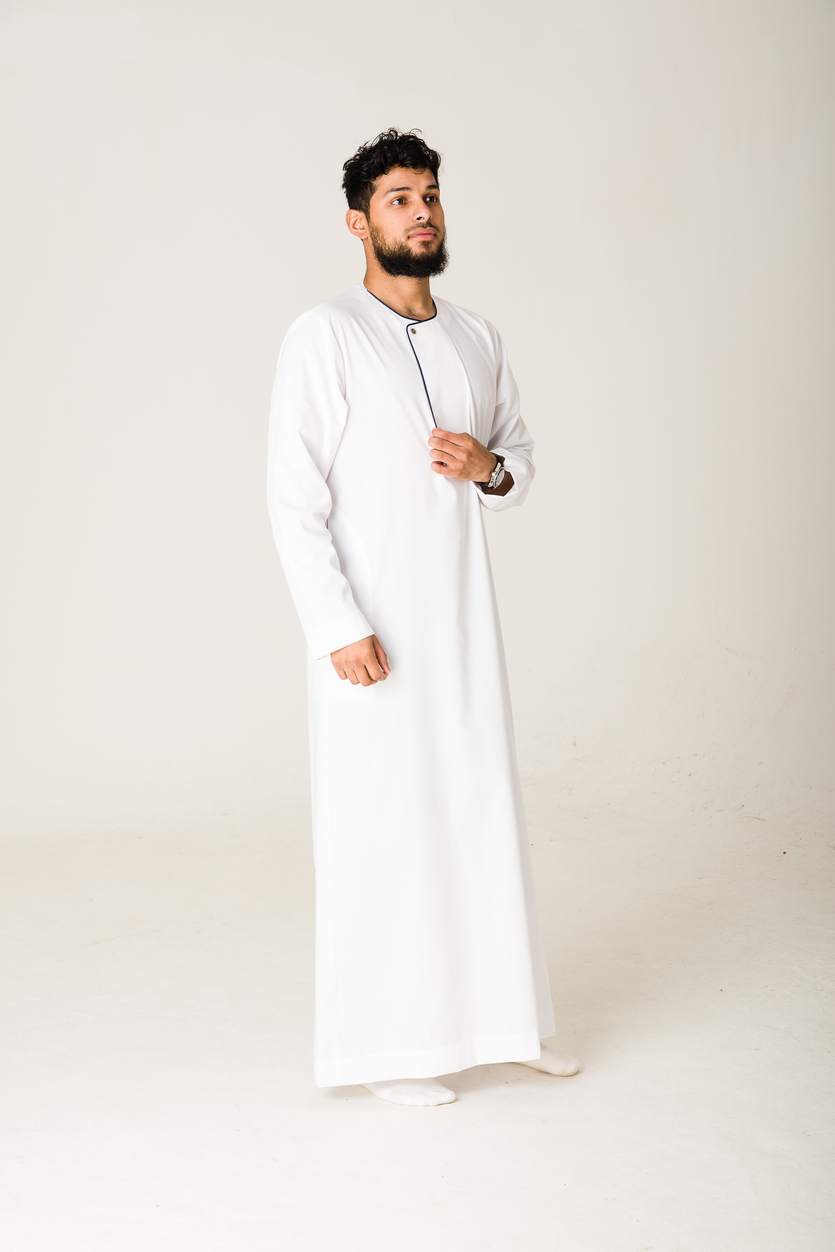 premium white piping jubba