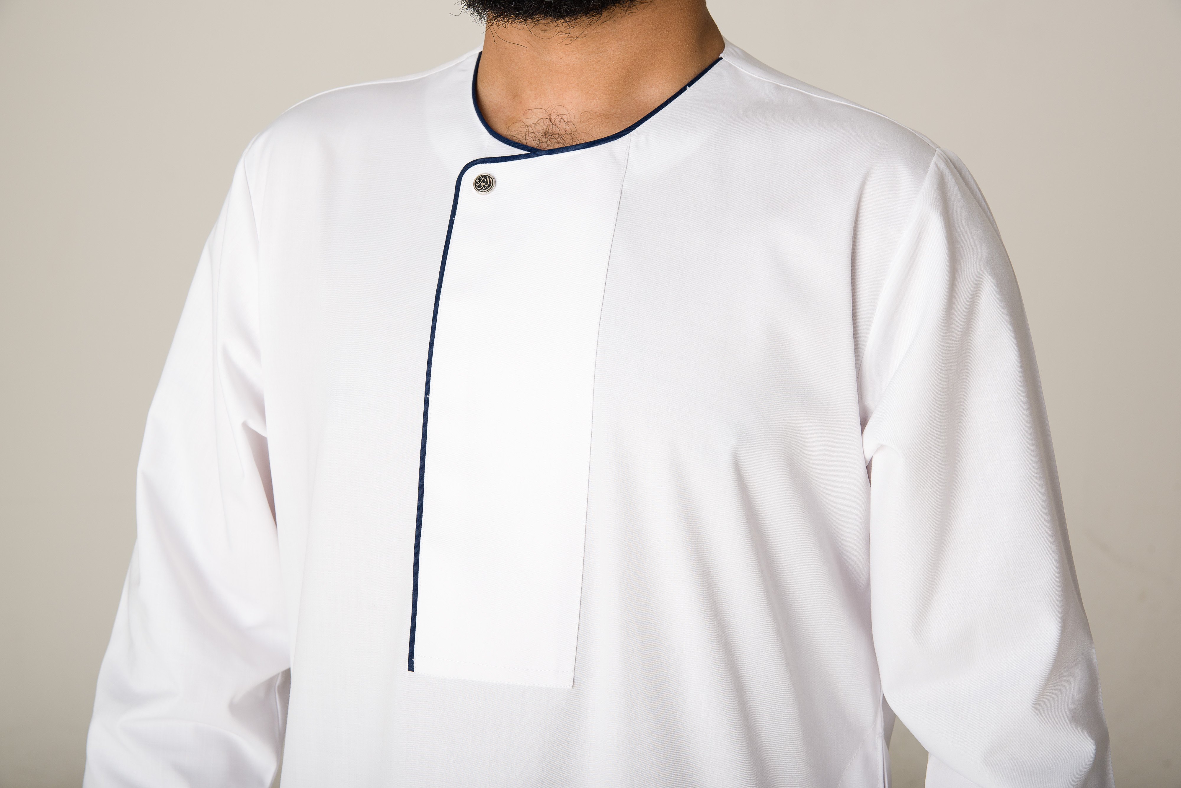 premium white piping mens jubbah