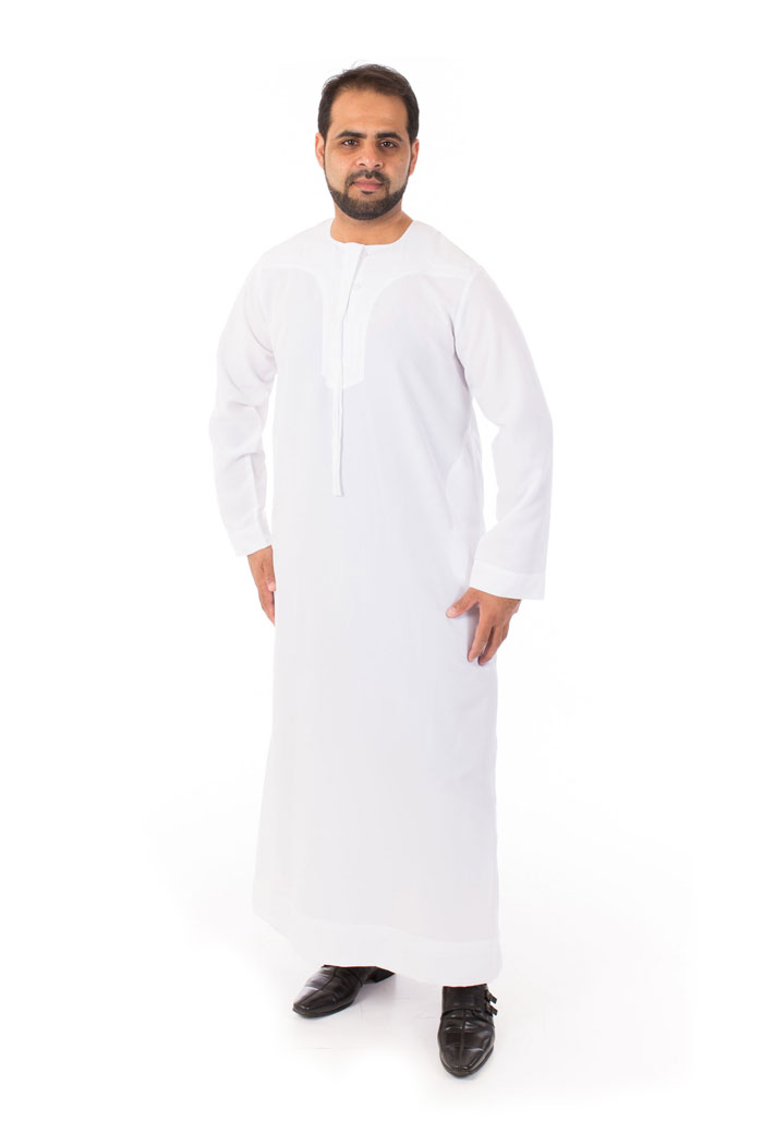 White Omani Style Mens Thobe