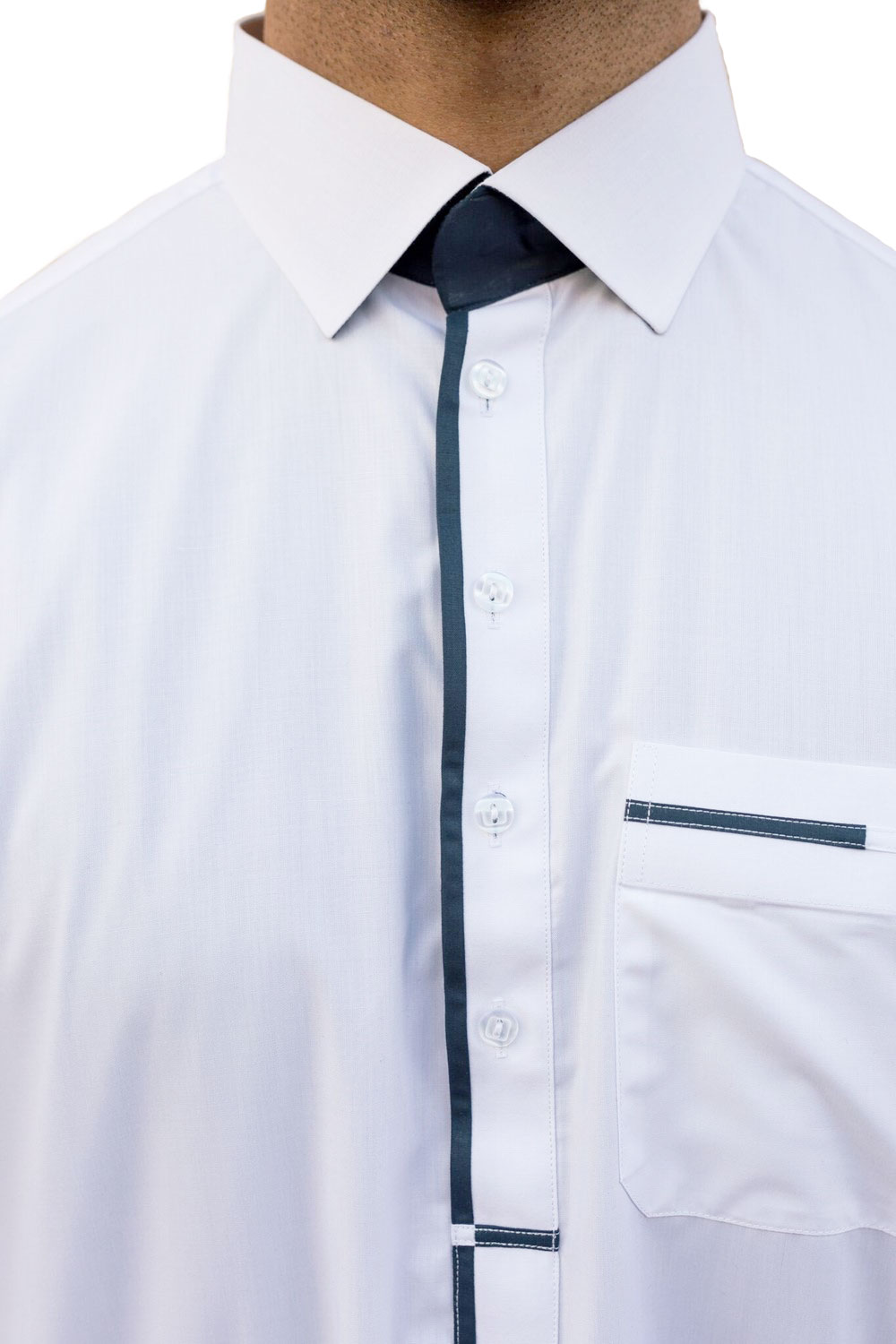 white thobe blue piping